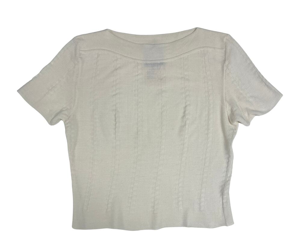 STATE OF CLAUDE MONTANA Vintage S Cream Viscose Knit Crop Boatneck Top - 1990s